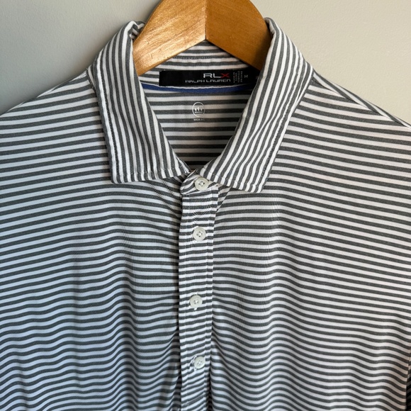 RLX Ralph Lauren Men's Striped Performance Golf Polo Shirt Gray Size Medium PCG - Picture 6 of 15